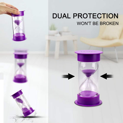 EMDMAK Sand Timer, Acrylic Hourglass Colorful Sandglass Timer 1 min/2 mins/3 mins/5 mins/10 mins/15 mins Sand Clock Timer for Games Classroom Home Office(Pack of 6)