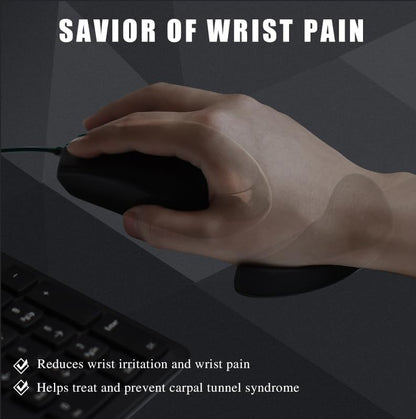 JIKIOU Right-Handed Truly Ergonomic Wrist Rest for Mouse 2 Pack, Carpal Tunnel Support, Pain Relief, Anti-Fatigue, Easy Glide, Office Computer Laptop Gaming Black
