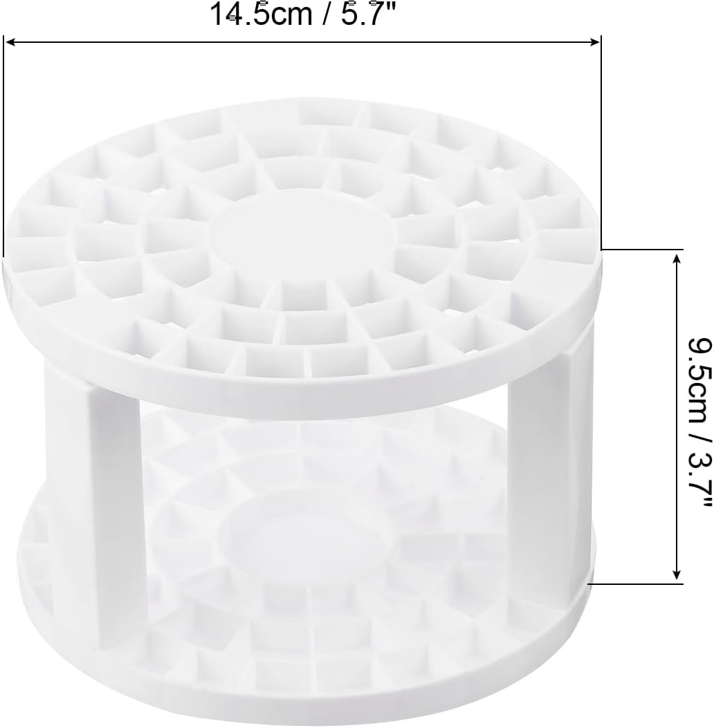 PATIKIL 1pcs White Minimalist Plastic Paint Brush Holder, 49 Holes Round Artist Desk Makeup Pencil Organizer