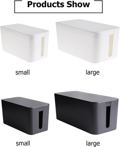 Cable Management Box,Cord Organizer Box for Home and Office System to Cover and Hide, Power Strips, Cords,Surge Protector (Small, Black)