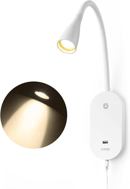 Book Light for Reading in Bed, Eye-Caring LED Reading Light, 360° Flexible Clip on headboard lamp, 5W 3000k Desk Lamp with Clamp for Bedroom, Office, Painting, Workbench and Sewing, Black