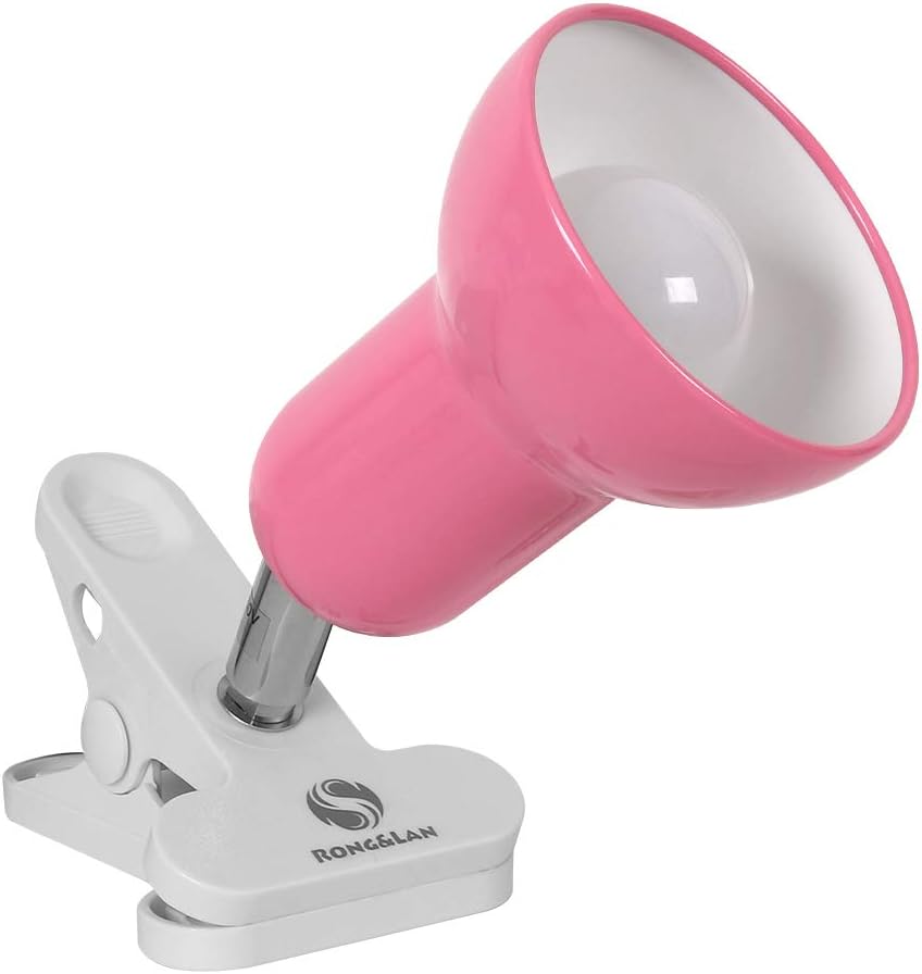 RONG&LAN Clip lamp,360° Rotation Clip on Lamp Portable Book Reading Light,Clamp on Desk/Table/Bunk Bed/Cupboard Home Lighting, (Desk lamp,Seven Colors for Your Choice) (White,2)