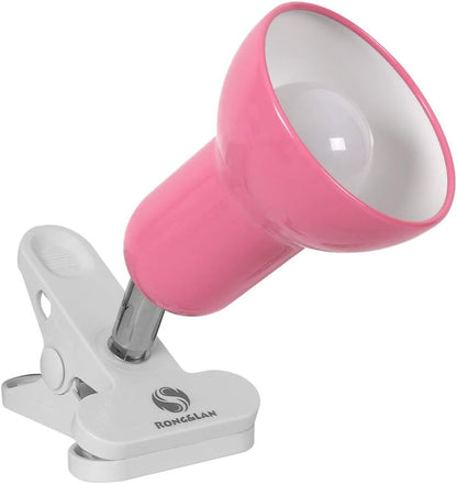 RONG&LAN Clip lamp,360° Rotation Clip on Lamp Portable Book Reading Light,Clamp on Desk/Table/Bunk Bed/Cupboard Home Lighting, (Desk lamp,Seven Colors for Your Choice) (White,2)