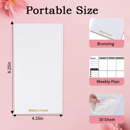 qianshan Travelers Notebook Inserts with PVC Sleeve,Undated Weekly Planner,Weekly To Do List Notepad,TN Journal,30 Sheets,8.5" x 4.7",Pocket Travelers Notebook for Journals,Diaries,Planners,Pink Cat