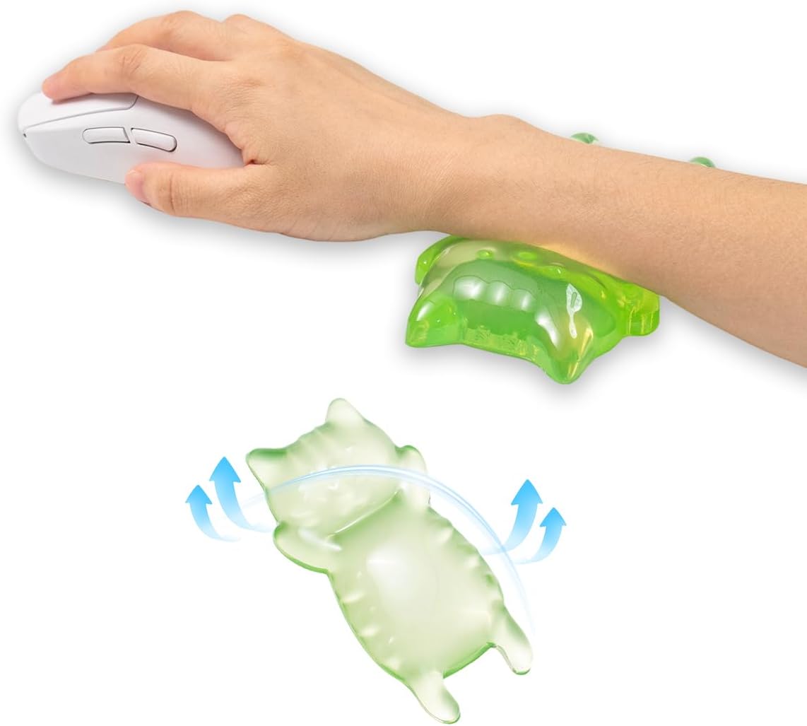 Ergonomic Gel Mouse Wrist Rest – Clear Cute Cat Mouse Wrist Rest, Comfort & Support for Typing and Gaming (Pink)