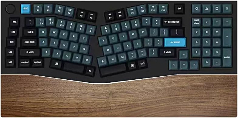 YMDK Wooden Wrist Rest Solid Wood Walnut for Keychron Q13 Pro Mechanical Keyboard