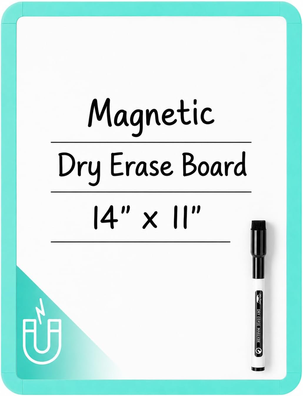 Mr. Pen- Dry Erase Board, 14” x 11” with a Black Dry Erase Marker, White Frame, Small Mini White Board for Students, Fridge, Wall, Locker, Includes Double Sided Tapes