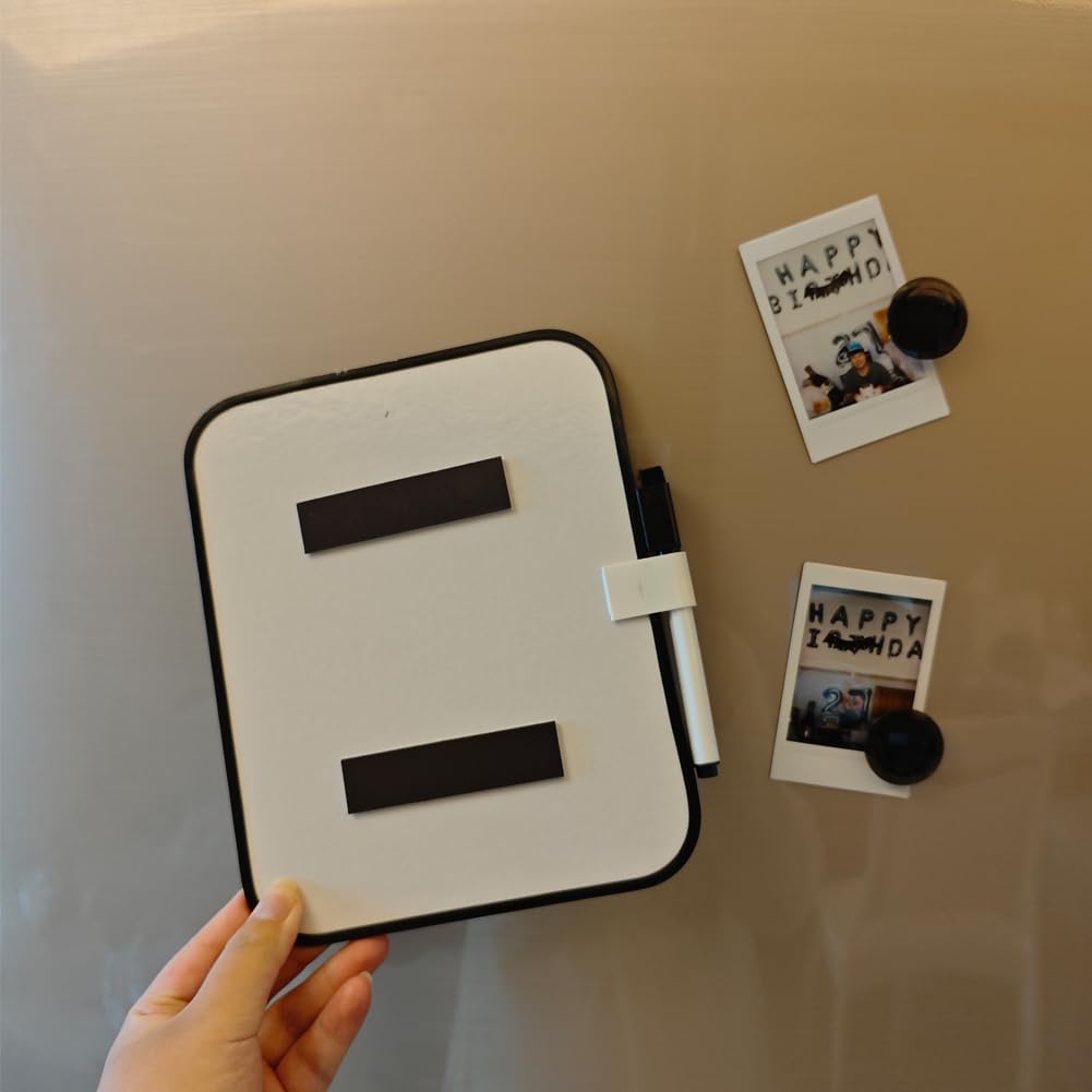 Small Dry Erase Board，Fridge Whiteboard，6" X 8" with Dry Erase Markers Magnetic and 2 Magnets，Mini Whiteboard for Office Door，School Lockers（White）