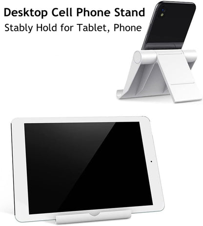 Cell Phone Stand for Desk Foldable Cell Phone Holder Desk Tablet Holder Mobile Phone Dock, Multi-Angle Universal Adjustable Tablet Dock (Black)