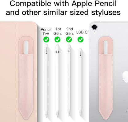 MoKo Pencil Holder Sticker Fit Apple Pencil Pro, Apple Pencil (USB-C), iPencil 1st/2nd Generation, Elastic Pencil Pocket Pouch Adhesive Sleeve Attached to iPad Case for Stylus Pens,Black