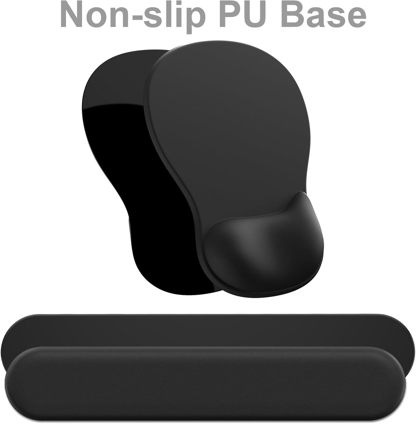 Ergonomic Mouse Pad with Wrist Rest and Keyboard Wrist Rest, Gel Mousepad and Wrist Rest for Computer Keyboard, Pain Relief, Non-Slip PU Base, Mouse Pad with Wrist Support for Gaming, Office, Brown