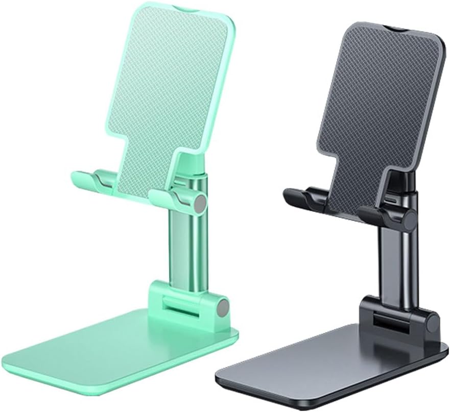 Phone Stand, PhoneHolder for Desk Anti-Slip Cute OfficeAccessories Forldable Cell PhoneHolder Compatible with iPhones, AllMobile Phones, White-Silver, Pro
