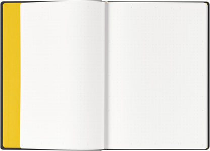 Maruman Mnemosyne Lined Notebook- Vertical A5, 5.83" x 8.27", 70 Sheets / 140 Pages, 7mm College Ruled With Center Line Journal, Perforated Pages & Wire-Bound to Lay Flat, Black, Made in Japan - Colors A