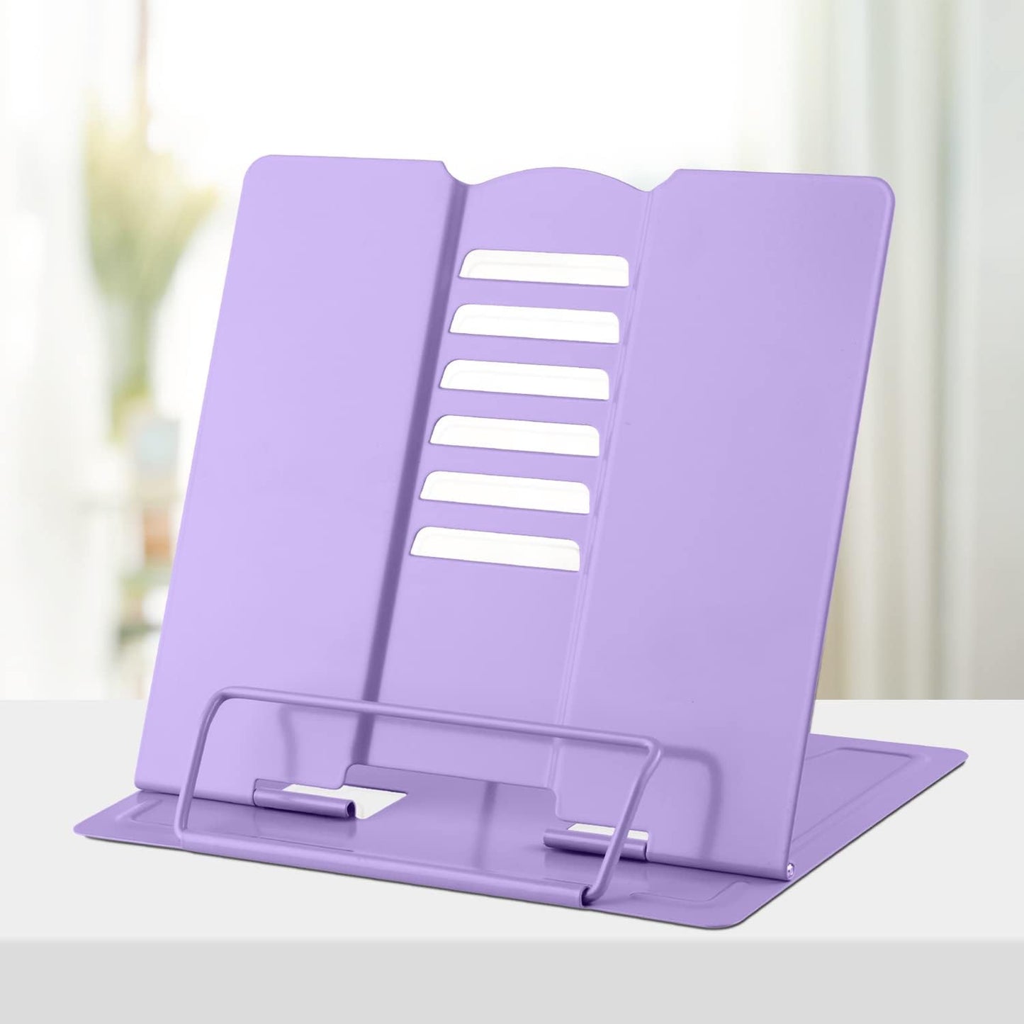 Honagu Book Stand Metal Desk Book Holder, Book Holders for Reading Hands Free, Adjustable Cookbook Documents Holder, Portable Bookstand for Music Books, Textbook, Recipe, Tablet, Ipad (Black)