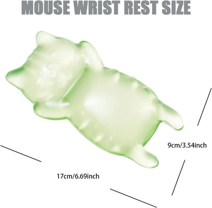 Ergonomic Gel Mouse Wrist Rest – Clear Cute Cat Mouse Wrist Rest, Comfort & Support for Typing and Gaming (Pink)