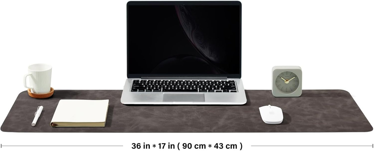 Distressed Leather Desk Mat - Non-Slip PU Desk Pad for Office and Home - Desk Organization and Accessories - Ideal for Large Mouse Pad and Desk Mats on Top of Desks(Tan,36"x 17")