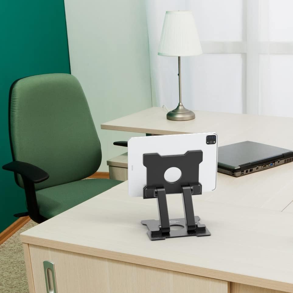 KABCON Quality Tablet Stand,Adjustable Foldable Eye-Level Aluminum Solid Up to 15-in Tablets Holder for Microsoft Surface Series Tablets,iPad Series,Samsung Galaxy Tabs,Amazon Kindle Fire,Etc.Silver