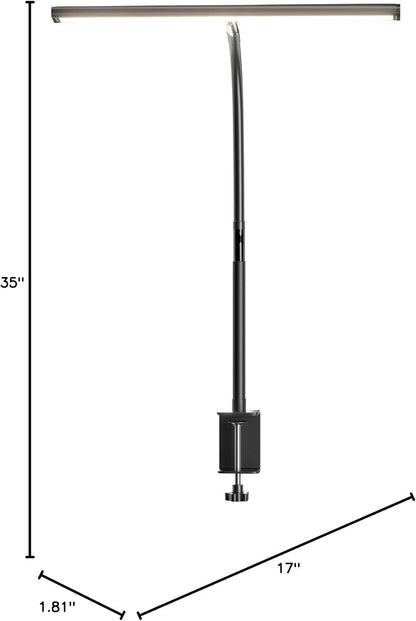 Airlonv LED Desk Lamp for Office Home, Eye-Caring Desk Light with Stepless Dimming Adjustable Flexible Gooseneck, 10W USB Adapter Desk Lamp with Clamp for Reading, Study, Workbench (Black)