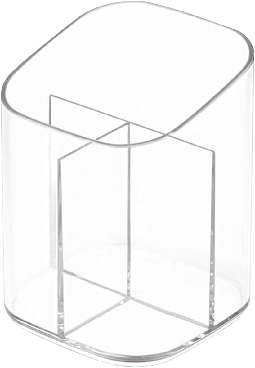 Newkita Acrylic Clear 3 Slots Pencil Pen Holder for Desk, Desktop Makeup Brush Storage Organizer Pen Cup Stand for Office School Home