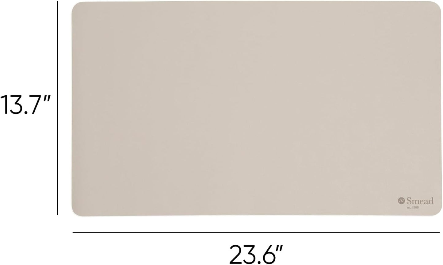 Smead Desk Pad, Vegan Leather Desk Mat with Non-Slip Faux Suede Backing, Perfect Desk Organizer for Office Decor, 31.5” x 15.7” Medium, Sandstone (64831)