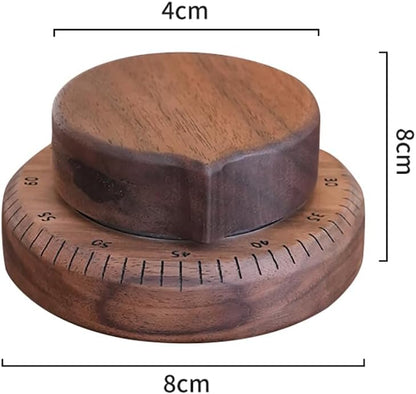 Walnut Wood Kitchen Timer – 60 Minute Mechanical Countdown, Wooden Cooking Timer for Baking, Study & Home (8cm)