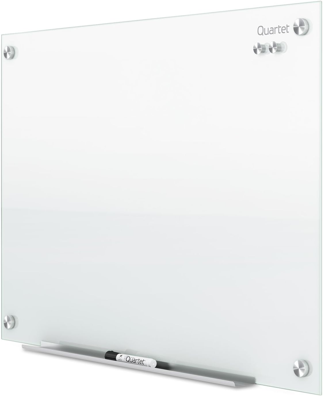 Quartet Magnetic Glass Dry Erase White Board, 48''W x 36''H Whiteboard, Infinity Frameless Mounting, White Surface (G4836W)