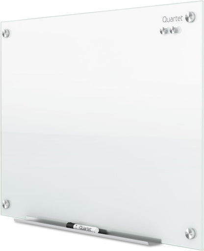 Quartet Magnetic Glass Dry Erase White Board, 48''W x 36''H Whiteboard, Infinity Frameless Mounting, White Surface (G4836W)