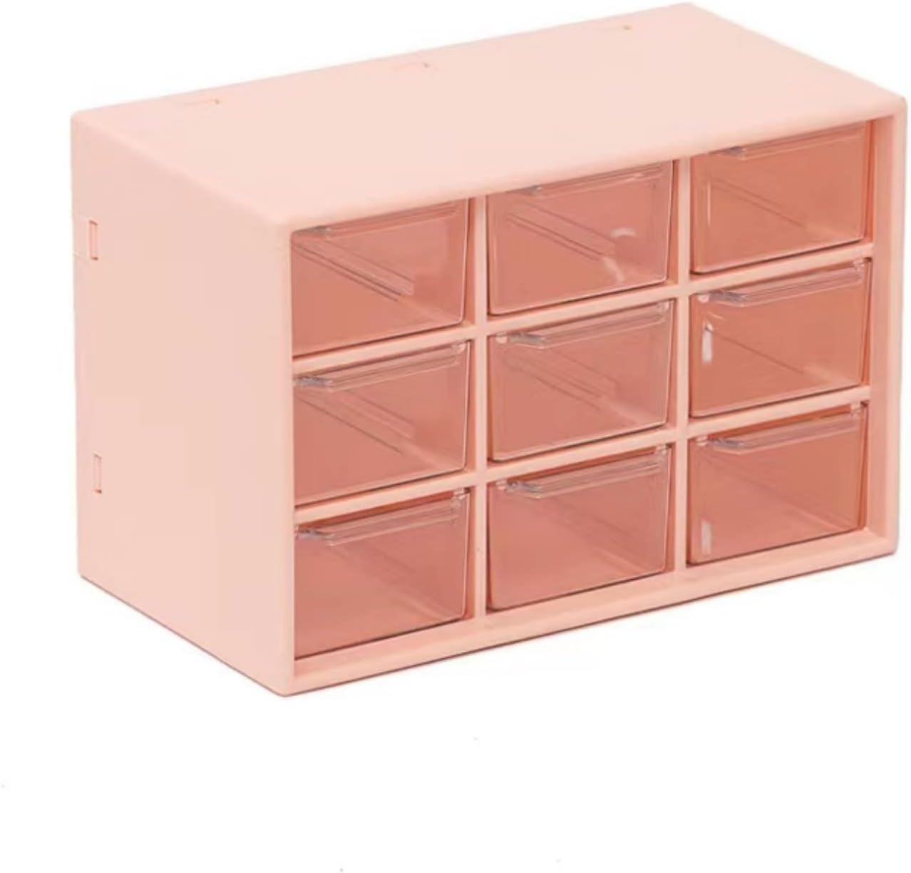 Feadily 2PCS Small Drawer Organizer for Desk, Desktop Drawer Organizer with 9 Clear Drawers, Plastic Desktop Storage Drawers 7.1 Inch x 3 .9 Inch x 4.7 Inch, White