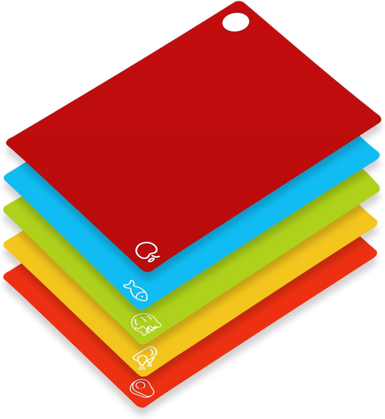 Goodluck 7 Pieces Flexible Cutting Boards, BPA Free Plastic Cutting Boards for Kitchen, Non Slip Cutting Mat for Meat and Vegetables