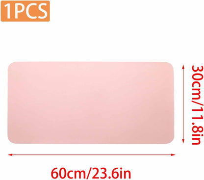Double-Sided Keyboard Mouse Pad, 31.5"x15.7" PU Leather and Cork Desk Mat Large Overlocked-Edge Desk Pad with Matching Thread, Black