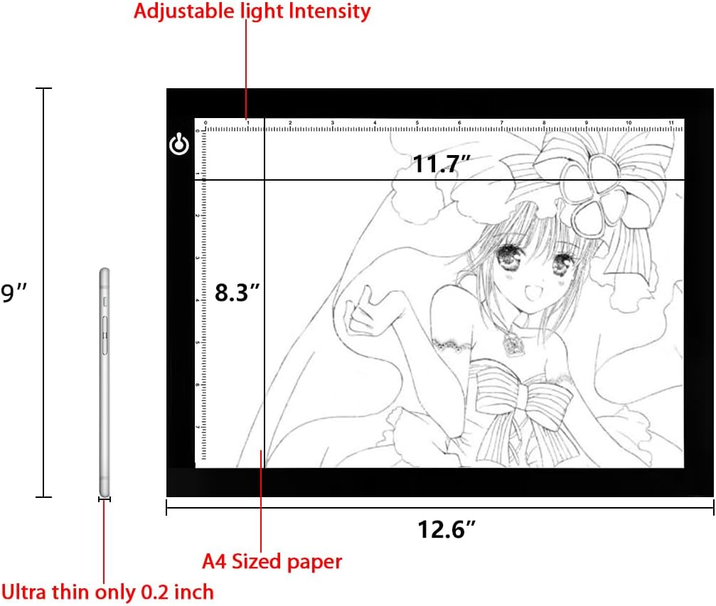 LitEnergy A3 Copy Light Board Tracing Box, Ultra-Thin Adjustable Drawing Tablet USB Power Artcraft LED Tracer Pad for Diamond Art Painting Accessories, Streaming, Sketching, Animation, Stenciling
