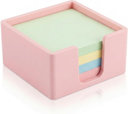 Silicone Sticky Note Holder for Desk - Modern 3x3 Inch Memo Pad Dispenser Post Note Holder, Minimalist Desk Storage Organizer for Office, Home, and School, White