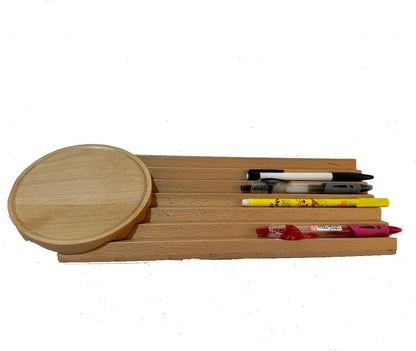 Pen Holder Wave Pen Tray Wooden Desk Organizer,Pencil Holder,Fountain Tray,Pencil Organizer for Desk (Walnut)