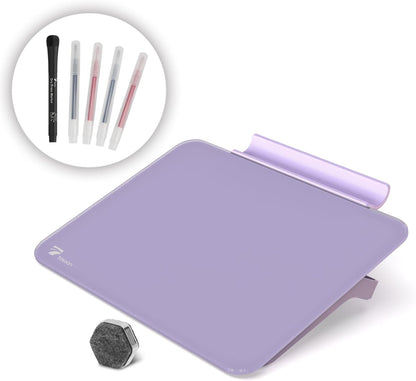 TOWON Small Glass Dry Erase Board, Desk White Board with Standing, Mini Whiteboard Easel Pad Set, Stenography Artifact for Office, Home and School Supplies, 8x6 Inches, Black