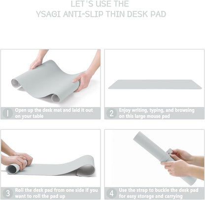 YSAGi Non-Slip Leather Desk Pad, Waterproof Laptop Computer Desk Keyboard Mat, Table Protector Blotter Mat, Large Mouse Pad for Office/Work/Home/Decor(Black, 31.5" x 15.7")