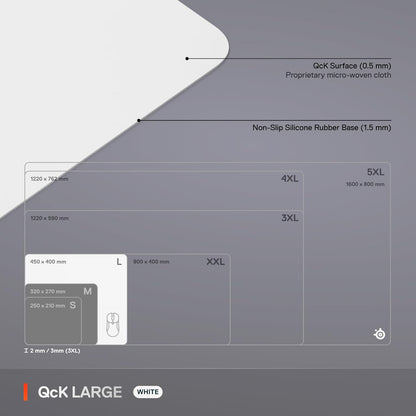SteelSeries QcK Gaming Mouse Pad - XXL Cloth - Peak Tracking and Stability - Esports Mousepad - Never-Slip - Full Desk Coverage