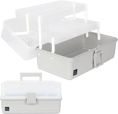 WEWLINE 13-Inch Art Storage Box 3-Layers Plastic Storage Box with Handle Craft Art Bin Portable for Home School Office Travel, Black