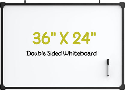 MaxGear Double-Sided Dry Erase Board for Wall, 16"x12" Hanging Whiteboard, Small Dry Erase White Board with 3 Markers and 4 Magnets, Portable Whiteboard for Planning, Drawing, Memo, to Do List