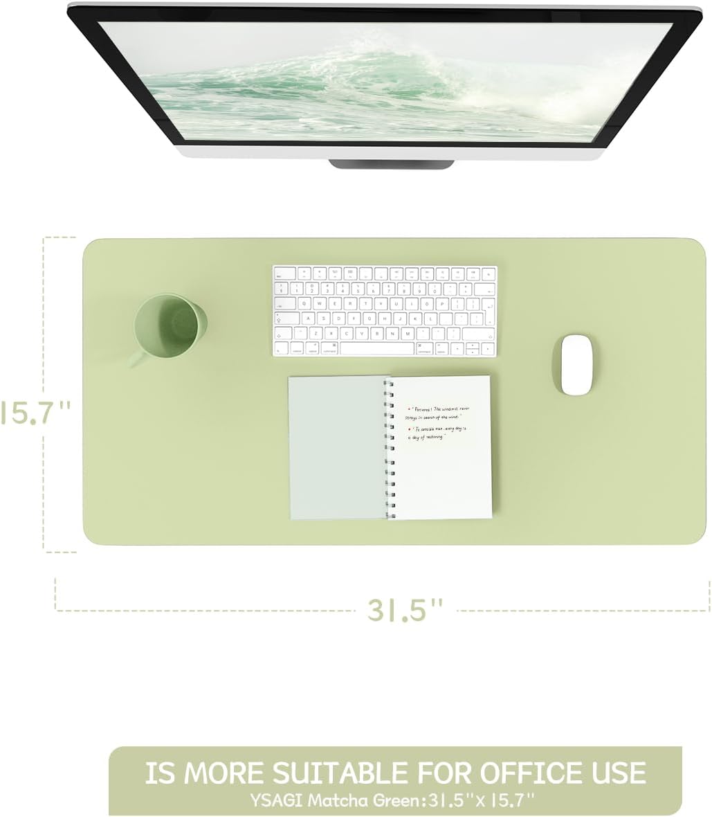 YSAGi Non-Slip Leather Desk Pad, Waterproof Laptop Computer Desk Keyboard Mat, Table Protector Blotter Mat, Large Mouse Pad for Office/Work/Home/Decor(Black, 31.5" x 15.7")