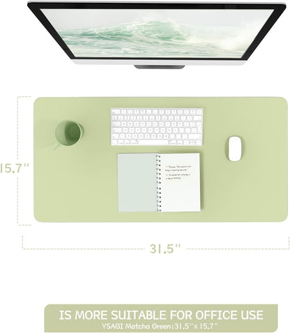 YSAGi Non-Slip Leather Desk Pad, Waterproof Laptop Computer Desk Keyboard Mat, Table Protector Blotter Mat, Large Mouse Pad for Office/Work/Home/Decor(Black, 31.5" x 15.7")