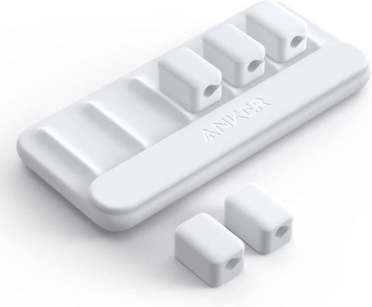 Anker Multipurpose Cord Keeper - 5 Clips for Lightning, USB C, Micro Cables & Other Wires - Sticks to Wood, Marble, Metal, Glass (White, 1 Pack)