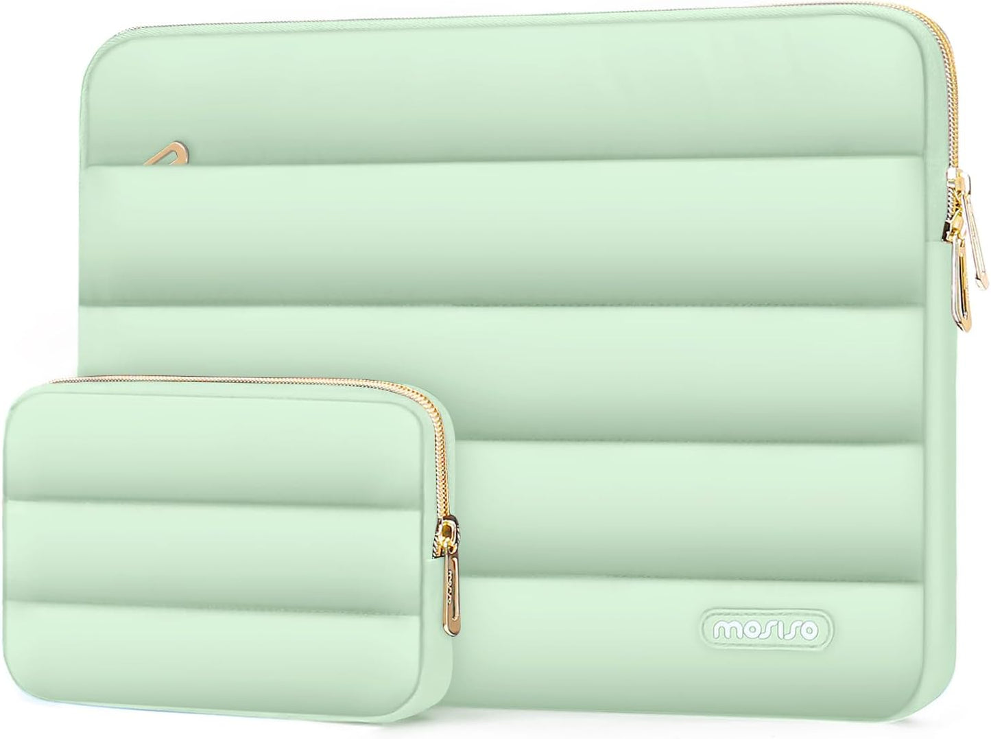 MOSISO Laptop Case 13.3 inch,13-13.3 inch Puffy Laptop Sleeve Compatible with MacBook Neo/Air 13.6 M5 M4 M3 M2 M1/Pro 13/14,HP Dell ASUS Lenovo,Polyester Horizontal Bag with Small Case, Sand