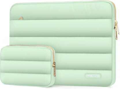 MOSISO Laptop Case 13.3 inch,13-13.3 inch Puffy Laptop Sleeve Compatible with MacBook Neo/Air 13.6 M5 M4 M3 M2 M1/Pro 13/14,HP Dell ASUS Lenovo,Polyester Horizontal Bag with Small Case, Sand