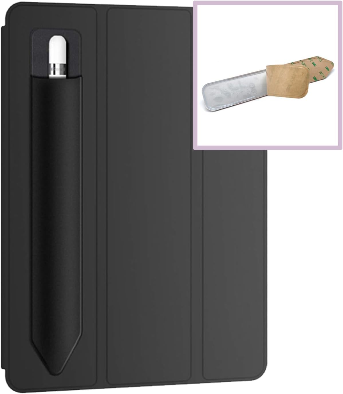 TENOC Universal Stylus Holder, Adhesive Pencil Protected Sleeve Case, Elastic Pens Holder Storage Pouch Pocket Compatible for Pencil Pro 2nd/1st & USB-C, 1 Pcs, Black
