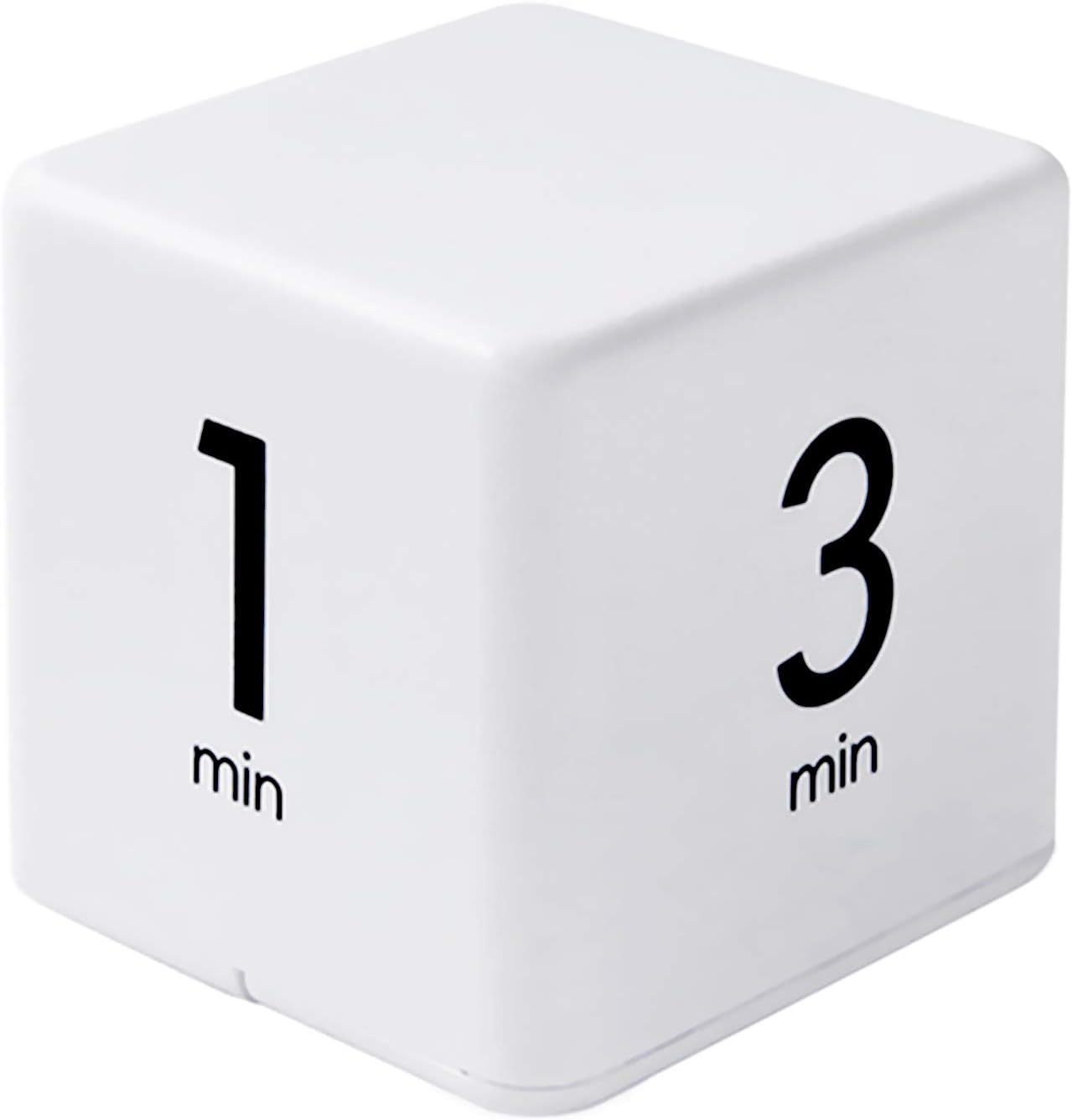 Feilifan Cube Timer, Productivity Cube Flip Timer for Kitchen Studying Workout Classroom Kids ADHD 15-20-30-60 Minute Preset, White