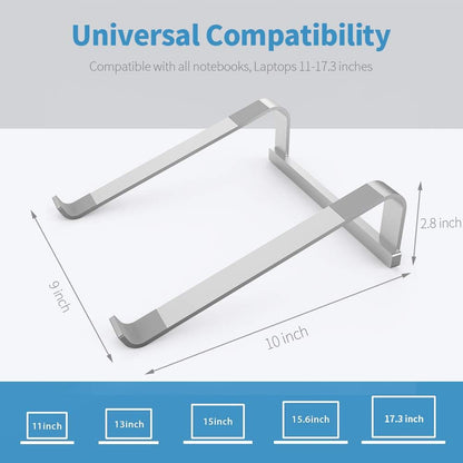 LENRUE Laptop Stand for Desk，Stable MacBook Pro Stand，Ergonomic Aluminum Computer Riser for 12 13 15 16.2 inch ，Computer Cooling Stand for Mac MacBook Pro Air,HP, Dell, More PC Notebook (Silver)