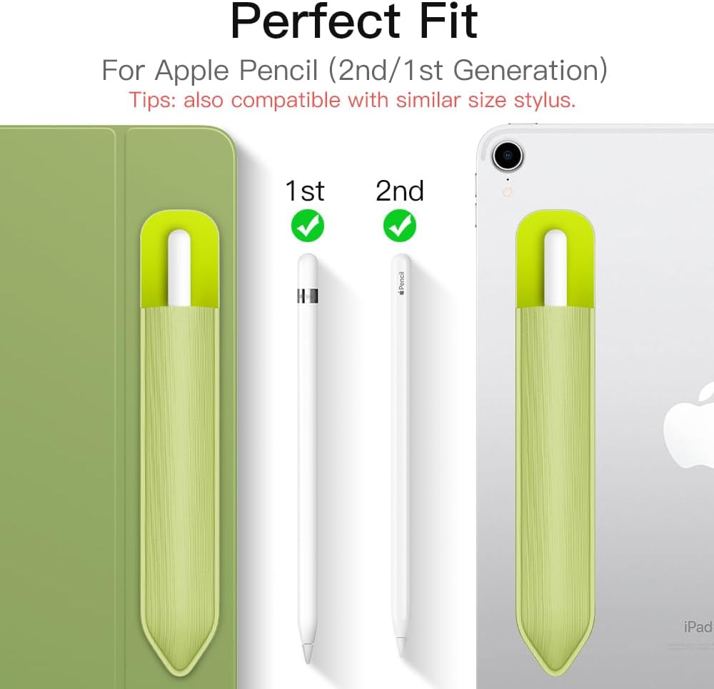 MoKo Pencil Holder Sticker Fit Apple Pencil Pro, Apple Pencil (USB-C), iPencil 1st/2nd Generation, Elastic Pencil Pocket Pouch Adhesive Sleeve Attached to iPad Case for Stylus Pens,Black