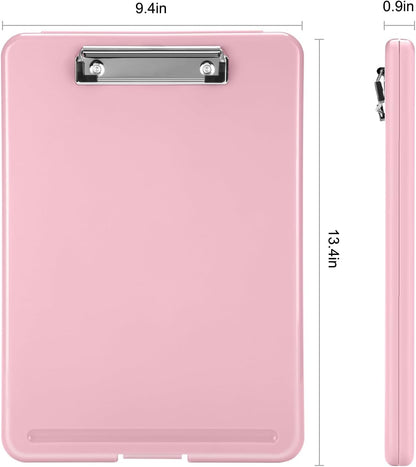 Sooez Clipboard with Storage, Plastic Storage Clipboards with Low Profile Clip, Nursing Clip Boards Foldable, Hanging Clipboard Case for Work, Teacher, Classroom Must Haves, Office School Supplies