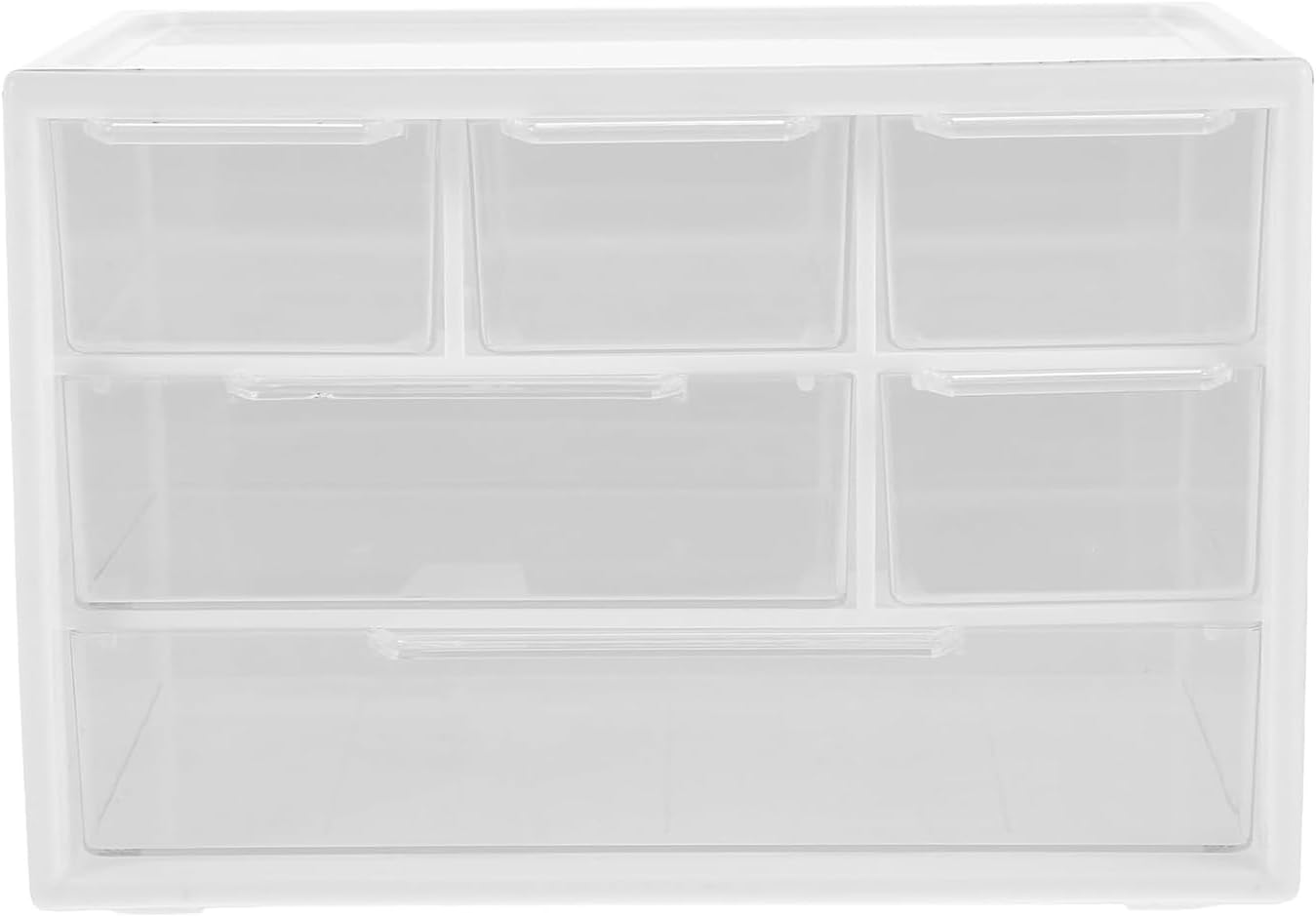 Small Drawer Organizer for Desk, 7.1" x 3. 8" x 4.6" Mini Desktop Drawer Organizer with 9 Clear Drawers, Plastic Desktop Craft Storage Box for Desk Office School Home (White)