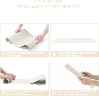 YSAGi Non-Slip Leather Desk Pad, Waterproof Laptop Computer Desk Keyboard Mat, Table Protector Blotter Mat, Large Mouse Pad for Office/Work/Home/Decor(Black, 31.5" x 15.7")